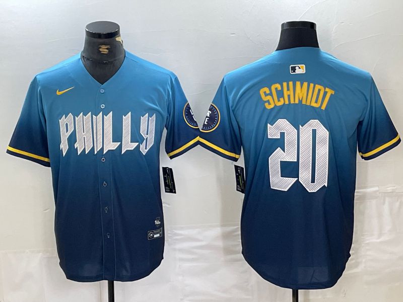 Men Philadelphia Phillies #20 Schmidt Blue City Edition Nike 2024 MLB Jersey style 1->houston astros->MLB Jersey